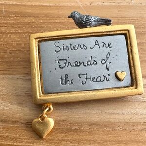 Vintage 1999 Hallmark Marjolein Bastin Sisters Are Friends Of The Heart Brooch